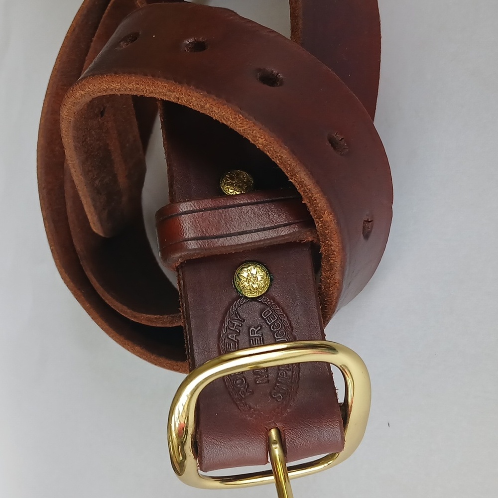 Holster Belt By ROB LEAHY Oiled Leather With Solid Brass Fittings Size 44 - Picture 6 of 6